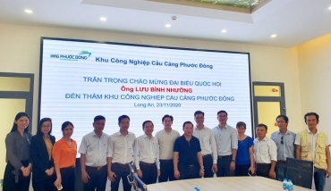 ĐẠI BIỂU QUỐC HỘI LƯU BÌNH NHƯỠNG ĐẾN THĂM VÀ LÀM VIỆC TẠI KHU CÔNG NGHIỆP CẦU CẢNG IMG PHƯỚC ĐÔNG