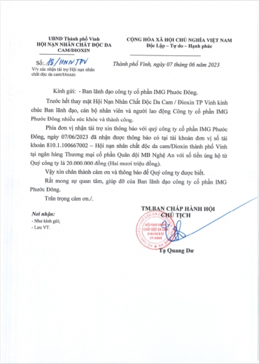 IMG Phước Đông chung tay giúp đỡ Hội nạn nhân chất độc màu da cam/Đioxin thành phố Vinh